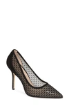 Stuart Weitzman Tasha Suede And Mesh Pointy-toe Pumps In Black