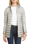 Herno High/low Down Puffer Coat In Silver