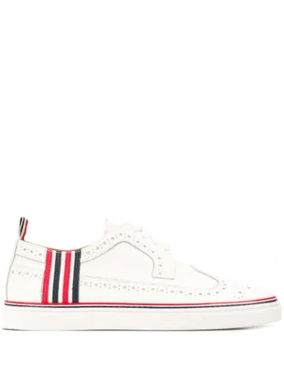 Thom Browne 4-bar Pebbled Brogue Trainers In White