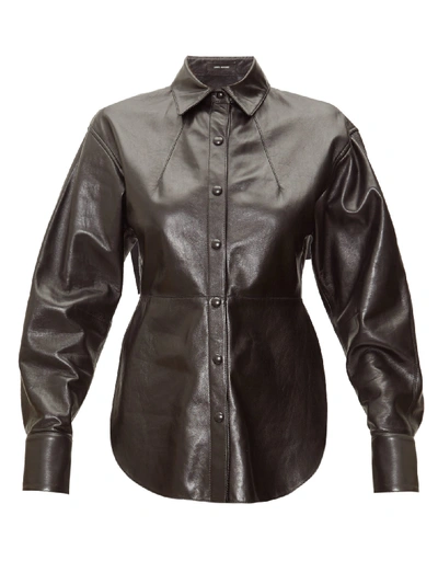 Isabel Marant Xiao Regualr-fit Leather Shirt In Black
