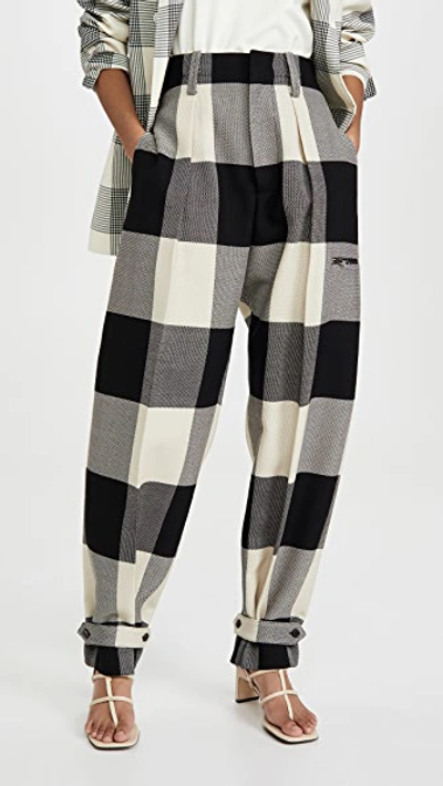 Tre By Natalie Ratabesi Checked Wool Tapered Pants In Ivory Black