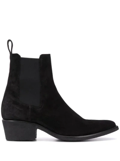 Amiri Black Suede Pointy Toe Chelsea Boots