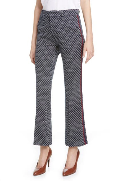 Gucci Square G-logo Jacquard Jersey Bootcut Pants In Blue/ Mix