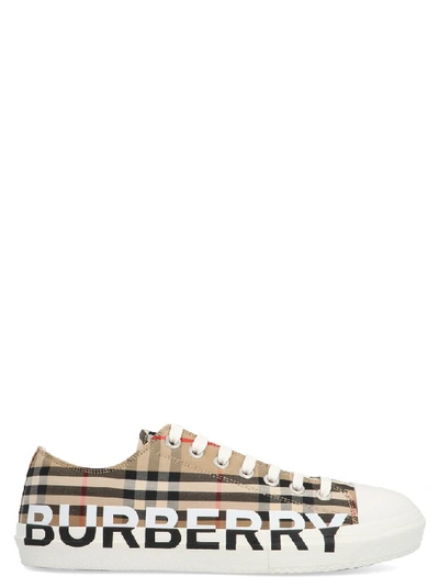 Burberry Beige Logo Check Larkhall Sneakers In Neutrals