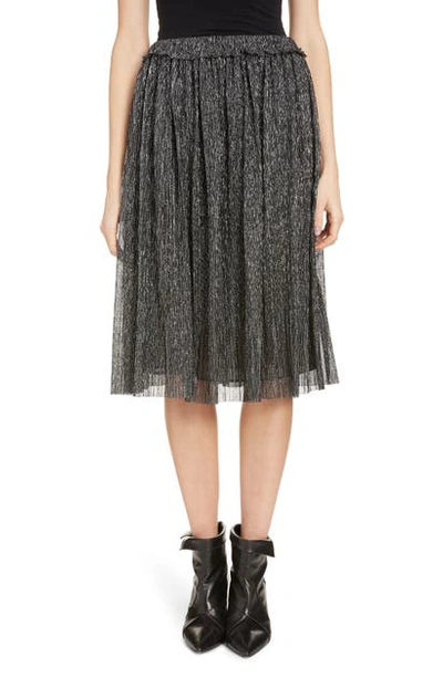 Isabel Marant Étoile Beatrice Pleated Lame A-line Skirt In Silver