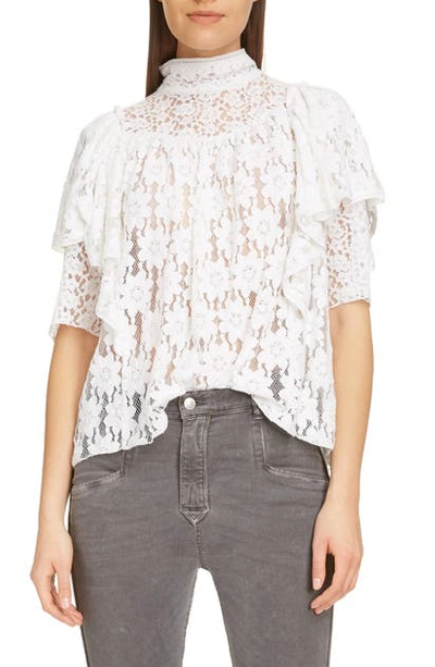 Isabel Marant Étoile Vetea High-neck Tiered Lace Ruffle Top In White