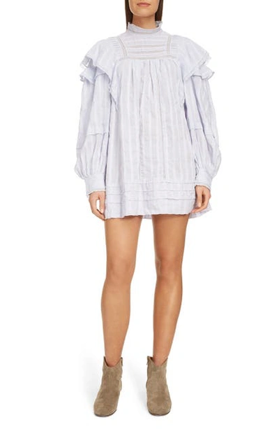 Isabel Marant Étoile Patsy Ruffle Lace Inset Shirtdress In Light Blue