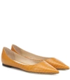 JIMMY CHOO LOVE CROC-EFFECT LEATHER BALLET FLATS,P00457525