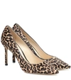 Jimmy Choo Romy 85 Leopard-print Calf Hair Pumps In Beige