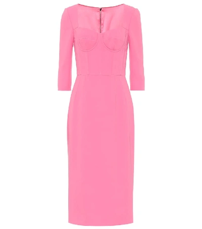 Dolce & Gabbana Form-fitting Cady Midi Dress In Pink