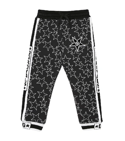 Dolce & Gabbana Kids' Star-printed Cotton Trackpants In Black,white