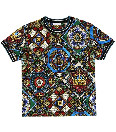 Dolce & Gabbana Kids' 印花纯棉平纹针织t恤 In Multicolor