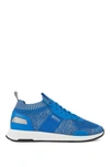 HUGO BOSS HUGO BOSS - RUNNING STYLE SNEAKERS IN MIXED MATERIALS WITH KNITTED SOCK - LIGHT BLUE