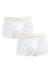 Versace Pack Of Two Logo Stretch-cotton Boxer Briefs In Белый,navy