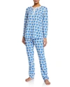 Roller Rabbit Monkey Print 2-piece Pajama Set In Blue Pattern