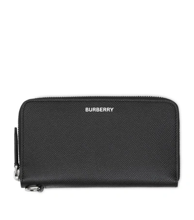 Burberry Ms West Grain Leather Zip Around Wallet In Black