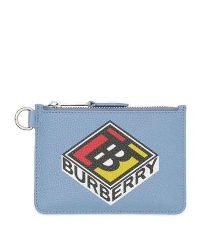 Burberry Logo Graphic Leather Zip Coin Case In Pale Bluebell