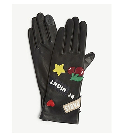 Agnelle Paris By Night Leather Gloves In Black