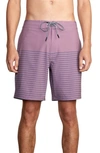 Rvca Current Stripe Water Repellent Board Shorts In Mauve