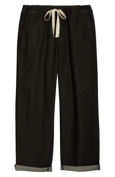 Eileen Fisher Organic Cotton Wide Leg Pants In Vintage Blk