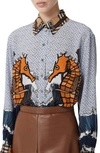 BURBERRY JULIETTE TB SEAHORSE PRINT SILK BLOUSE,8024587