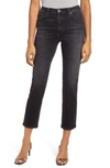 AG THE ISABELLE HIGH WAIST BUTTON FRONT ANKLE STRAIGHT LEG JEANS,STS1782
