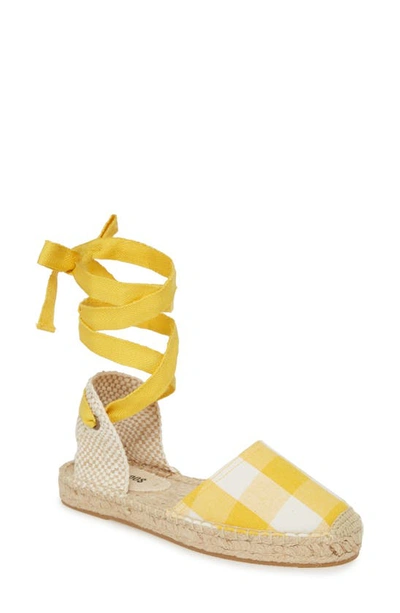 Soludos Lauren Gingham Ankle-wrap Espadrille Sandals In Marigold