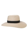 Eric Javits Daphne Broad Brim Straw Fedora In Cream/ Black