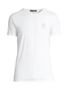 Versace White T-shirt In Stretch Jersey With Medusa Logo Crest Versce Man In White