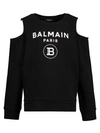 Balmain Kids' Black Girl Sweatshirt With White Logo