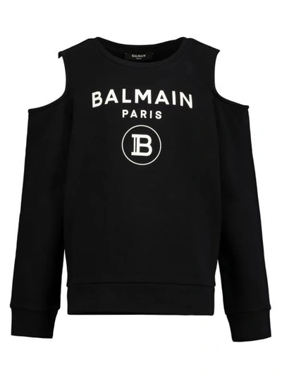 Balmain Kids' Black Girl Sweatshirt With White Logo
