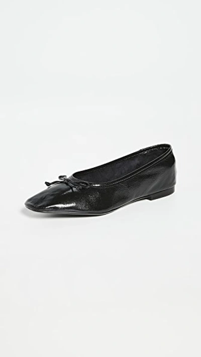 Schutz Arissa Point-toe Leather Ballet Flats In Black