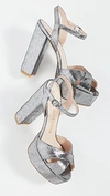 Stuart Weitzman Women's Soliesse Glitter Platform Sandals In Silver