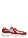 PRADA PRADA LINEA ROSSA MEN'S RED LEATHER SNEAKERS,4E34006GWF0J3Y 10