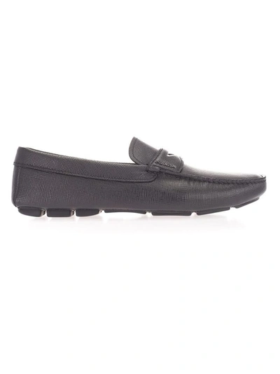 Prada Saffiano Leather Loafers In Black