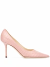 JIMMY CHOO JIMMY CHOO WOMEN'S PINK LEATHER PUMPS,LOVE85CCL 40