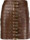 MANOKHI MANOKHI WOMEN'S BROWN LEATHER SKIRT,A0000033BROWN 38