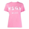 Msgm Pink Cotton T-shirt In Fuchsia