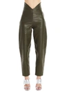 Attico Butterfly-insert High-waist Leather Trousers In Green