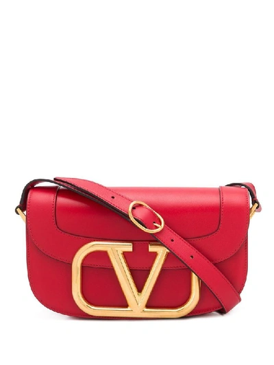 Valentino Garavani Supervee Smooth Leather Shoulder Bag In Red