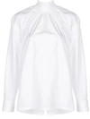 Prada Shirred Cotton-poplin Blouse In White