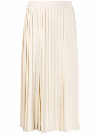 Prada Pleated Satin-crepe Midi Wrap Skirt In Beige