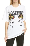 MOSCHINO CLAWS LOGO COTTON GRAPHIC TEE,A071905401001