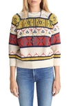 MOTHER PATTERNED STRIPE COTTON SWEATER,8236-805