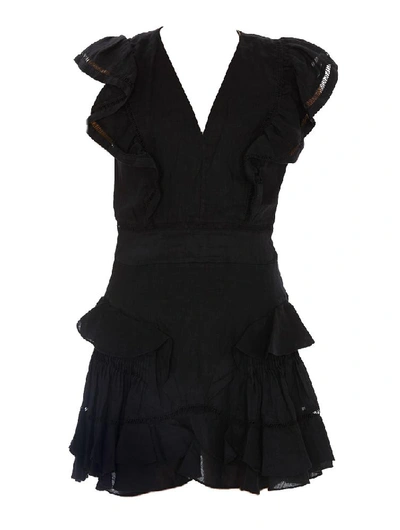 Isabel Marant Étoile Audrey Ruffled Linen Mini Dress In Black