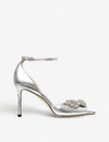 JIMMY CHOO TRIS 85 METALLIC AND CRYSTAL-EMBELLISHED LEATHER COURTS,R00077071