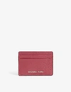 Michael Michael Kors Jet Set Leather Card Holder In Berry