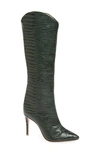 Schutz Maryana Pointy Toe Boot In Deep Green Leather