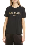 BALMAIN VINTAGE LOGO COTTON T-SHIRT,TF11350I366