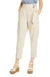 BRUNELLO CUCINELLI BELTED TAPERED COTTON & LINEN PANTS,MH129P7225-201